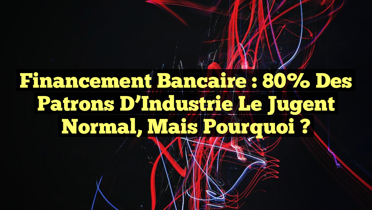 Financement Bancaire : 80% des Patrons d&rsquo;Industrie le Jugent Normal, mais Pourquoi ?