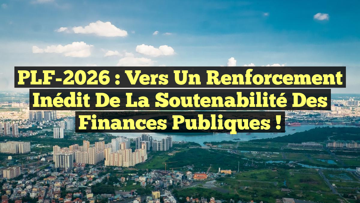 PLF-2026 : Vers un Renforcement Inédit de la Soutenabilité des Finances Publiques !