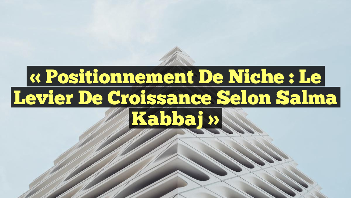 « Positionnement de niche : le levier de croissance selon Salma Kabbaj »