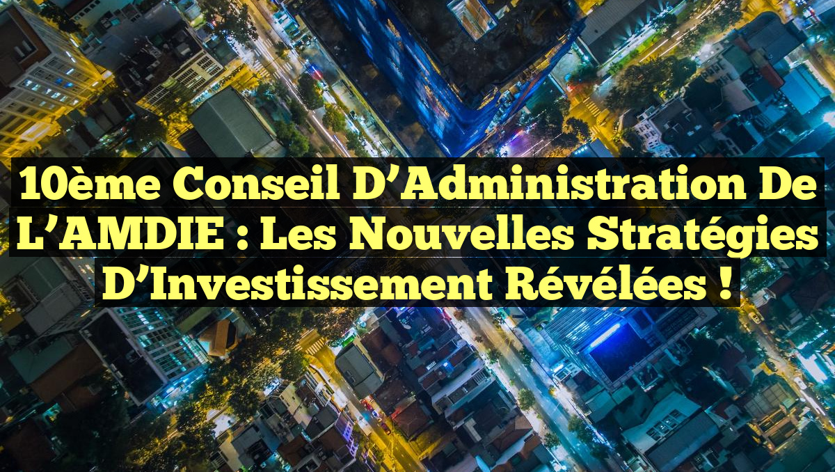 10ème Conseil d’Administration de l’AMDIE : Les Nouvelles Stratégies d&rsquo;Investissement Révélées !