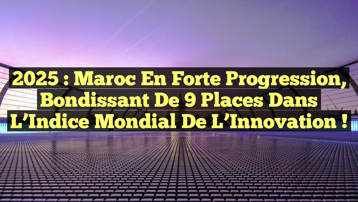2025 : Maroc en Forte Progression, Bondissant de 9 Places dans l&rsquo;Indice Mondial de l&rsquo;Innovation !