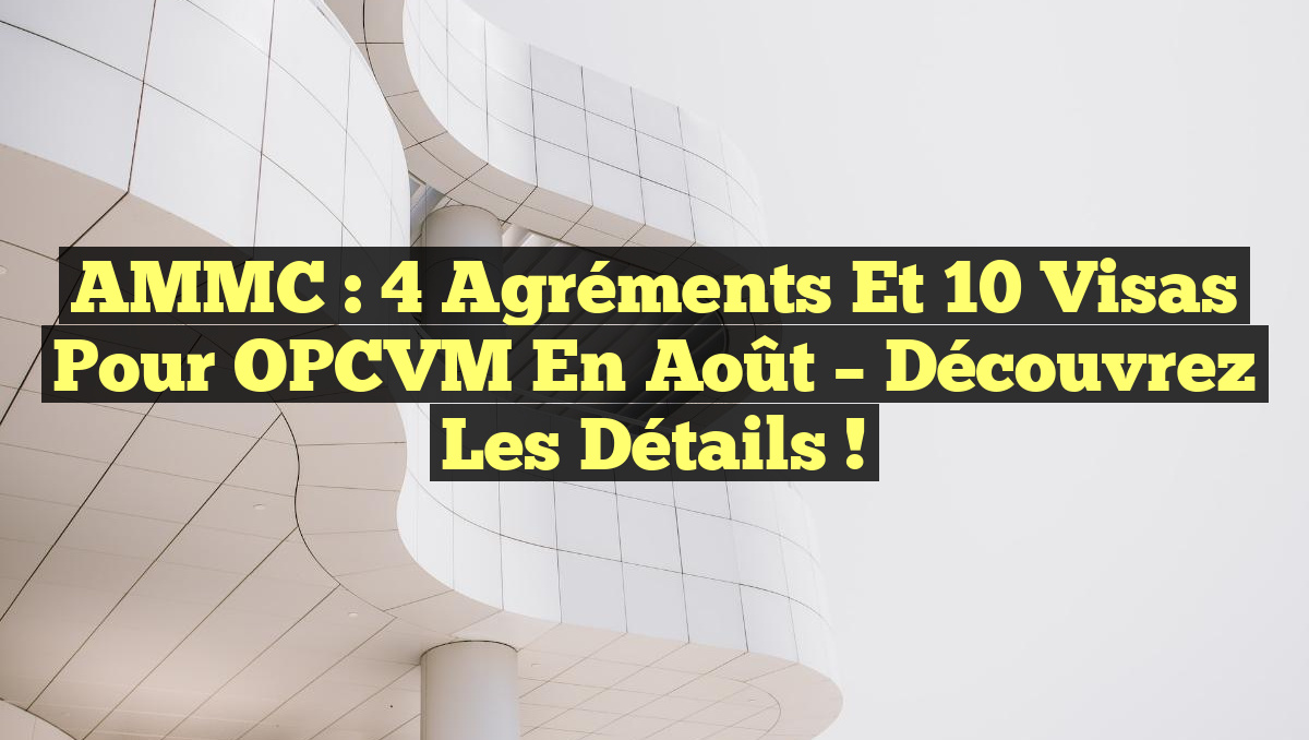 AMMC : 4 Agréments et 10 Visas pour OPCVM en Août – Découvrez les Détails !