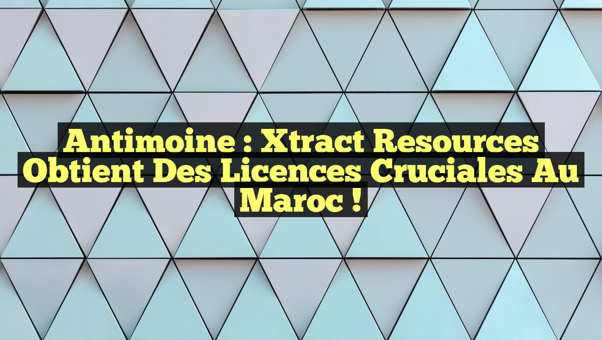 Antimoine : Xtract Resources obtient des licences cruciales au Maroc !