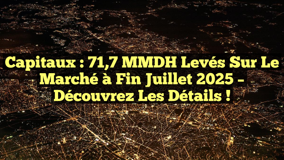 Capitaux : 71,7 MMDH Levés sur le Marché à Fin Juillet 2025 – Découvrez les Détails !