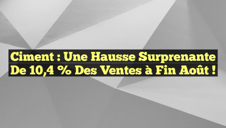 Ciment : Une hausse surprenante de 10,4 % des ventes à fin août !