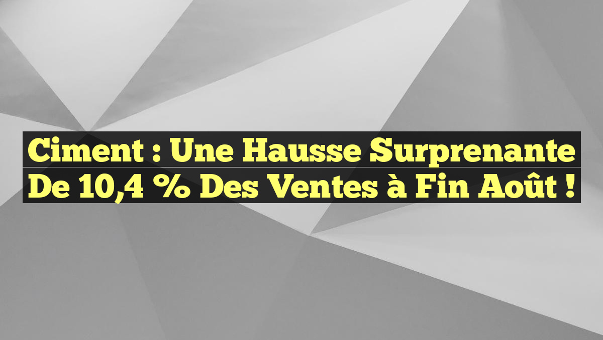 Ciment : Une hausse surprenante de 10,4 % des ventes à fin août !