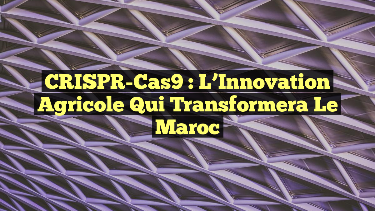 CRISPR-Cas9 : L&rsquo;Innovation Agricole qui Transformera le Maroc