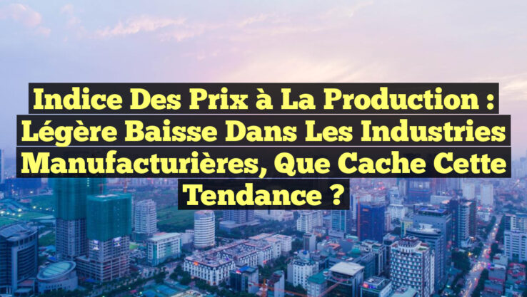 Indice des prix à la production : Légère baisse dans les industries manufacturières, que cache cette tendance ?