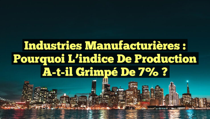 Industries manufacturières : Pourquoi l’indice de production a-t-il grimpé de 7% ?