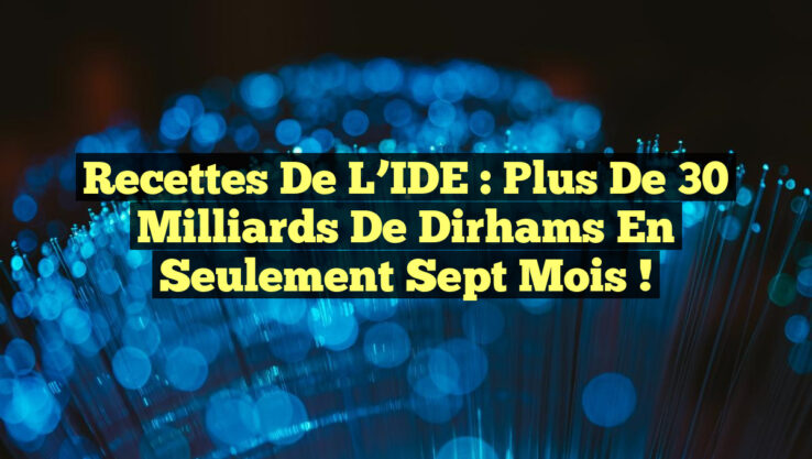 Recettes de l’IDE : Plus de 30 milliards de dirhams en seulement sept mois !