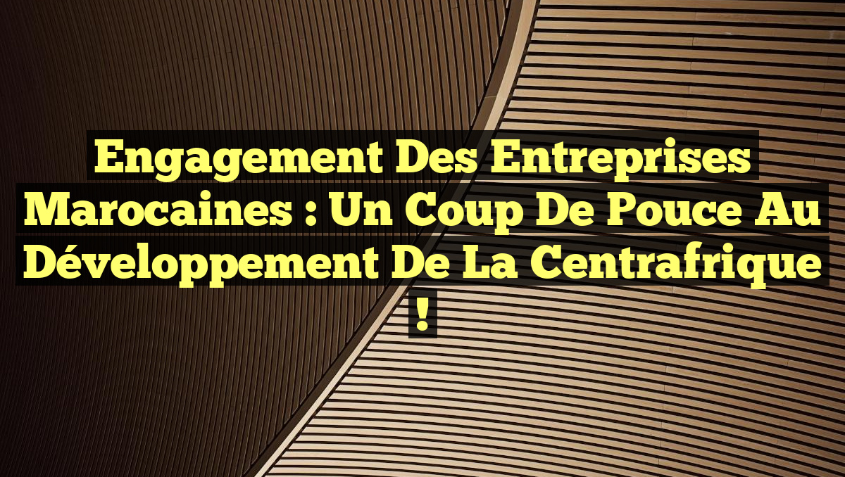 Engagement des entreprises marocaines : un coup de pouce au développement de la Centrafrique !