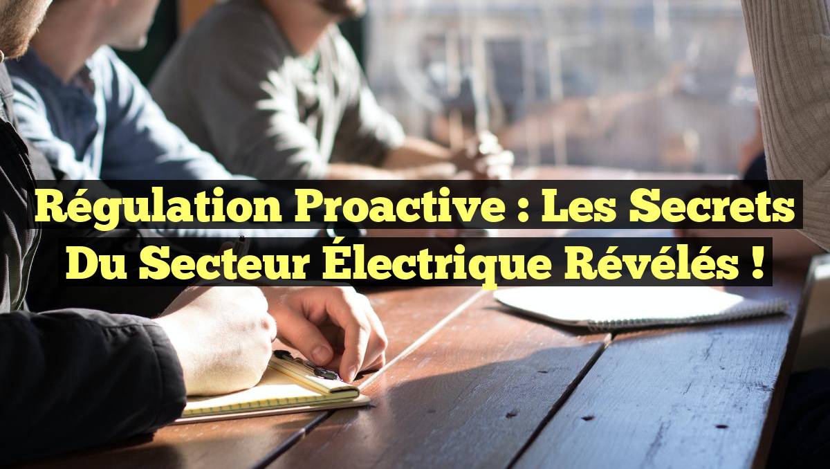 Régulation Proactive : Les Secrets du Secteur Électrique Révélés !