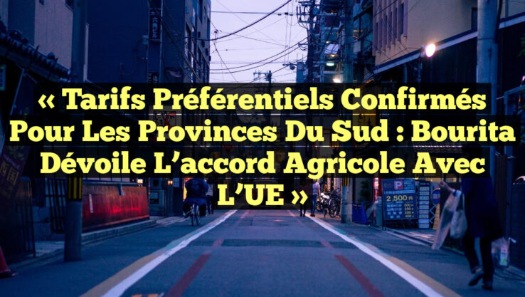 « Tarifs préférentiels confirmés pour les Provinces du Sud : Bourita dévoile l’accord agricole avec l’UE »
