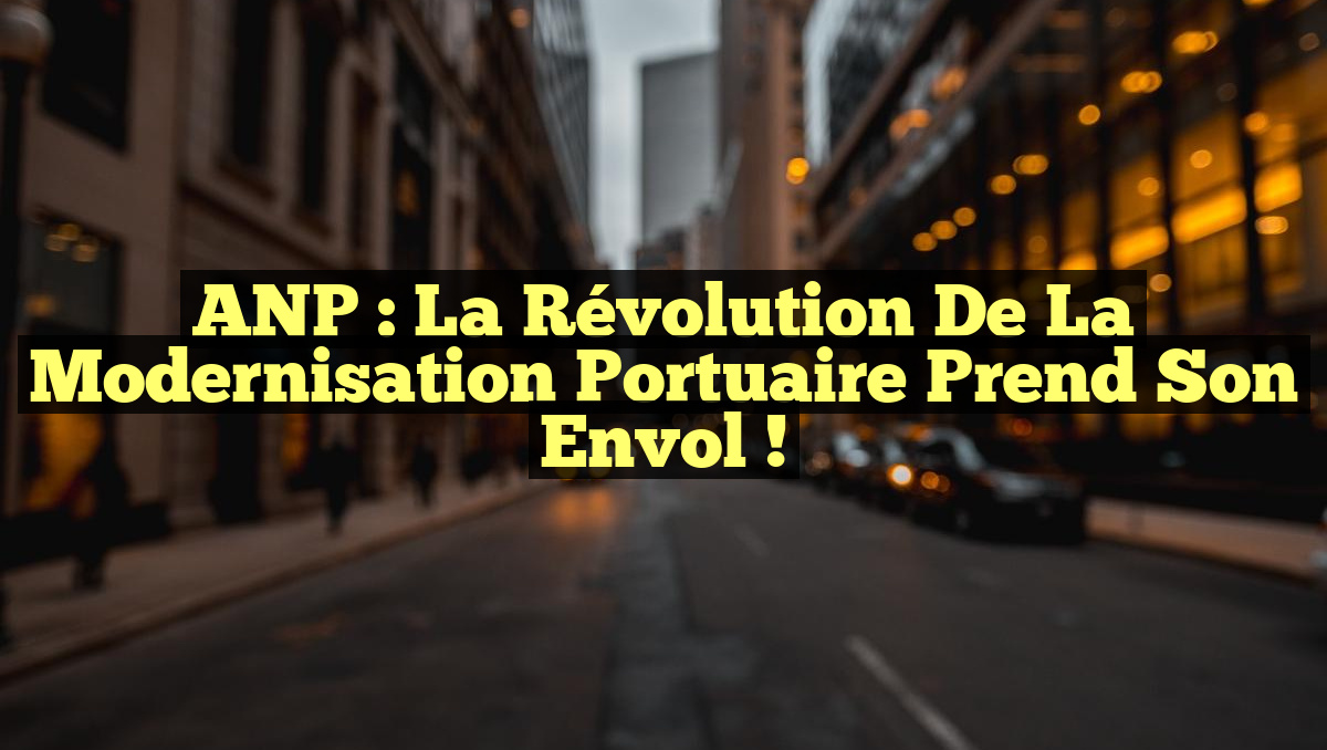 ANP : La Révolution de la Modernisation Portuaire Prend Son Envol !