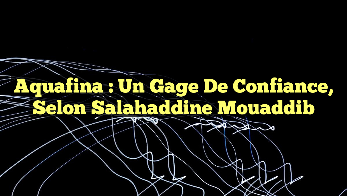 Aquafina : Un Gage de Confiance, selon Salahaddine Mouaddib