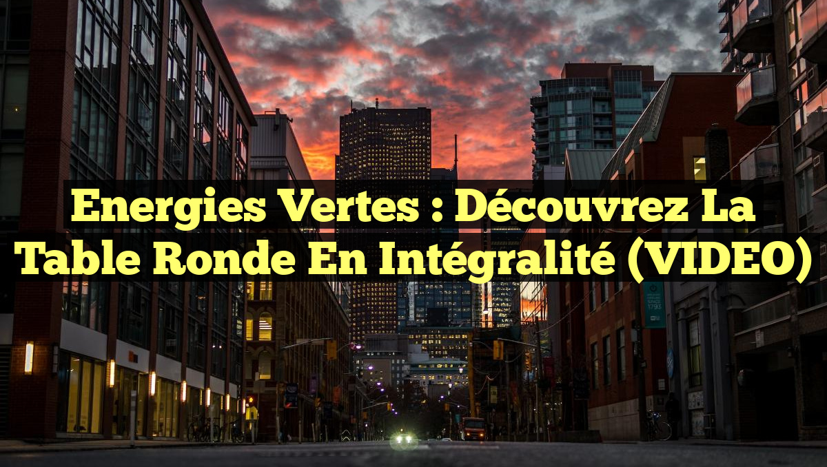 Energies vertes : Découvrez la table ronde en intégralité (VIDEO)