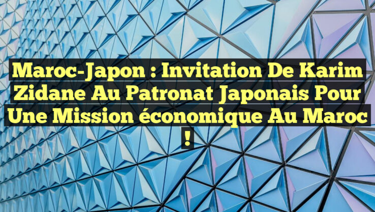 Maroc-Japon : Invitation de Karim Zidane au patronat japonais pour une mission économique au Maroc !