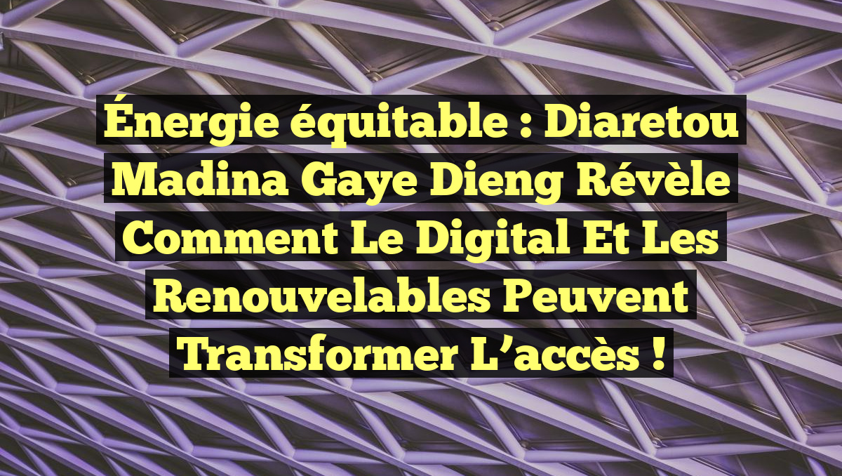 Énergie équitable : Diaretou Madina Gaye Dieng révèle comment le digital et les renouvelables peuvent transformer l&rsquo;accès !