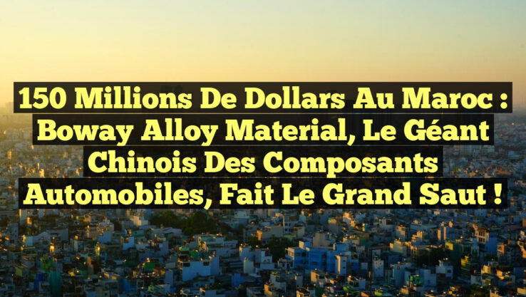 150 millions de dollars au Maroc : Boway Alloy Material, le géant chinois des composants automobiles, fait le grand saut !