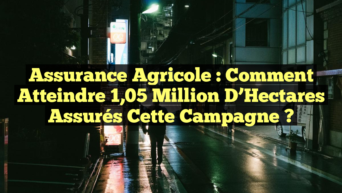 Assurance Agricole : Comment Atteindre 1,05 Million d&rsquo;Hectares Assurés Cette Campagne ?