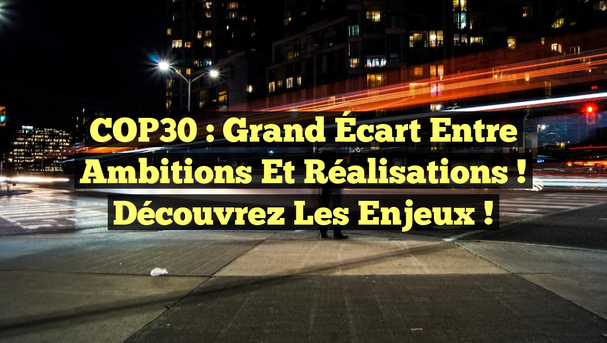 COP30 : Grand Écart entre Ambitions et Réalisations ! Découvrez les Enjeux !