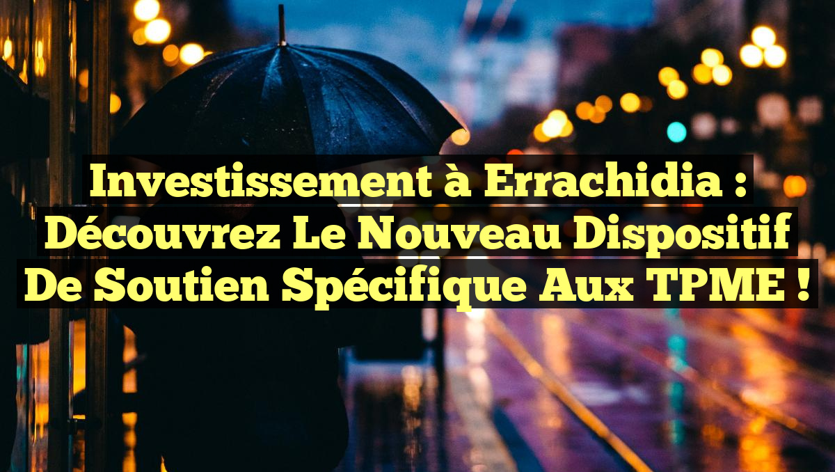 Investissement à Errachidia : Découvrez le nouveau dispositif de soutien spécifique aux TPME !
