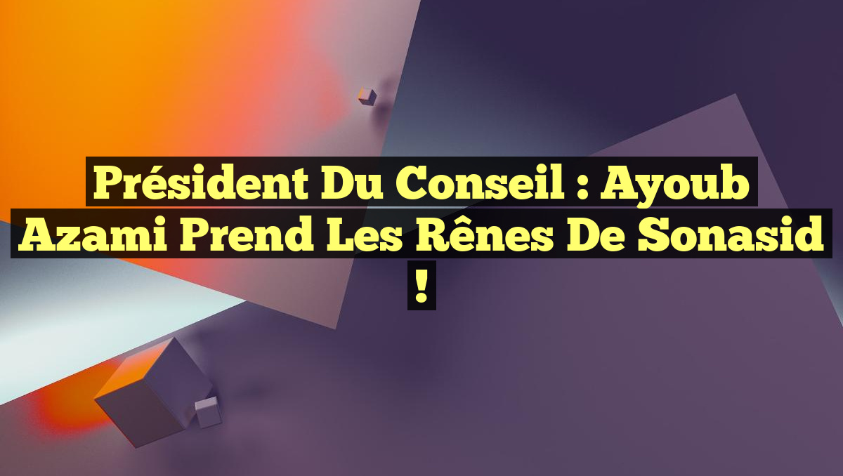 Président du Conseil : Ayoub Azami prend les rênes de Sonasid !