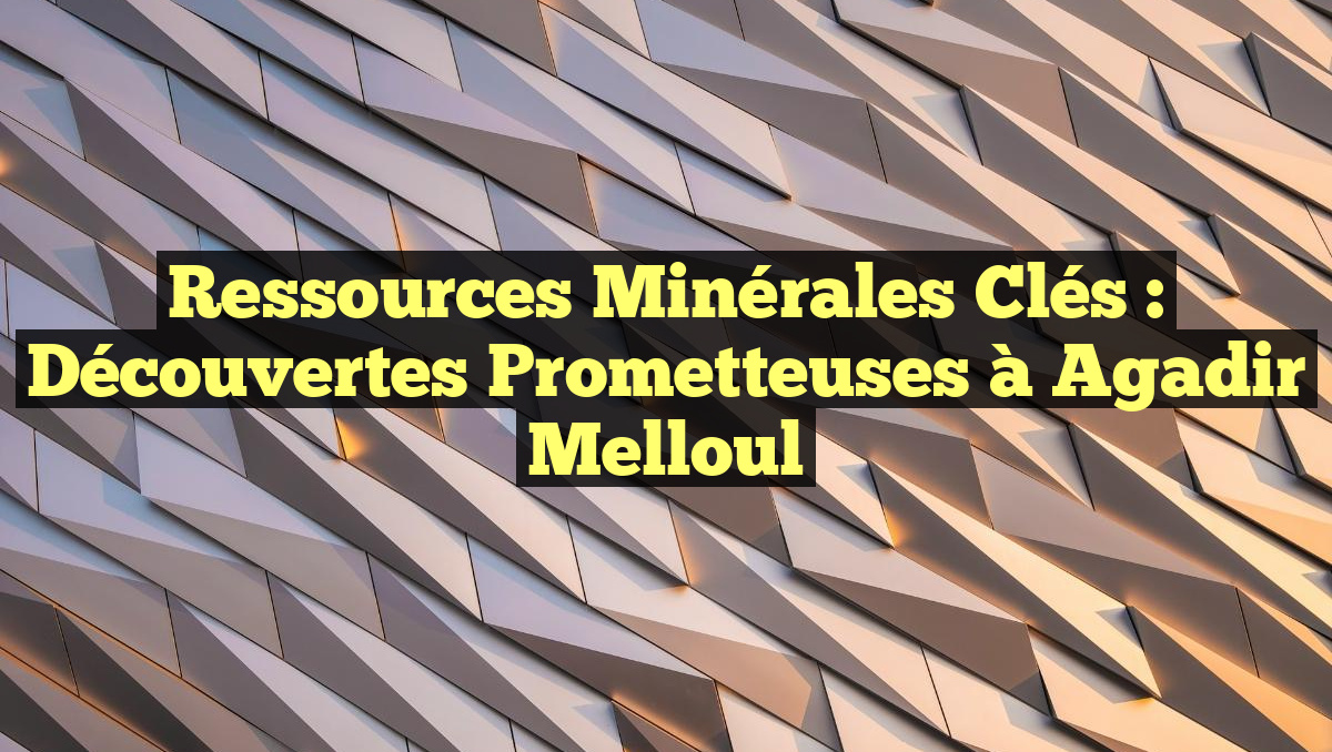 Ressources Minérales Clés : Découvertes Prometteuses à Agadir Melloul