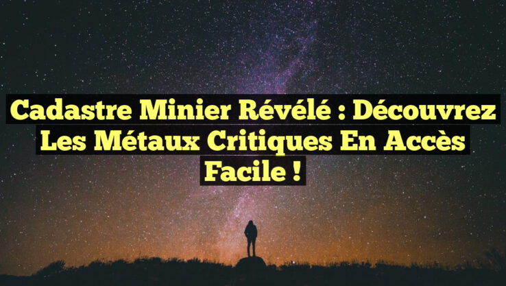 Cadastre Minier Révélé : Découvrez les Métaux Critiques en Accès Facile !