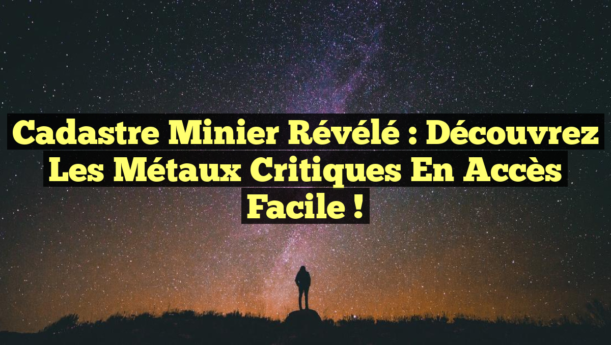 Cadastre Minier Révélé : Découvrez les Métaux Critiques en Accès Facile !