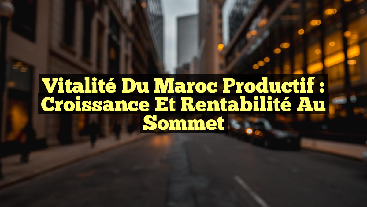 Vitalité du Maroc Productif : Croissance et Rentabilité au Sommet