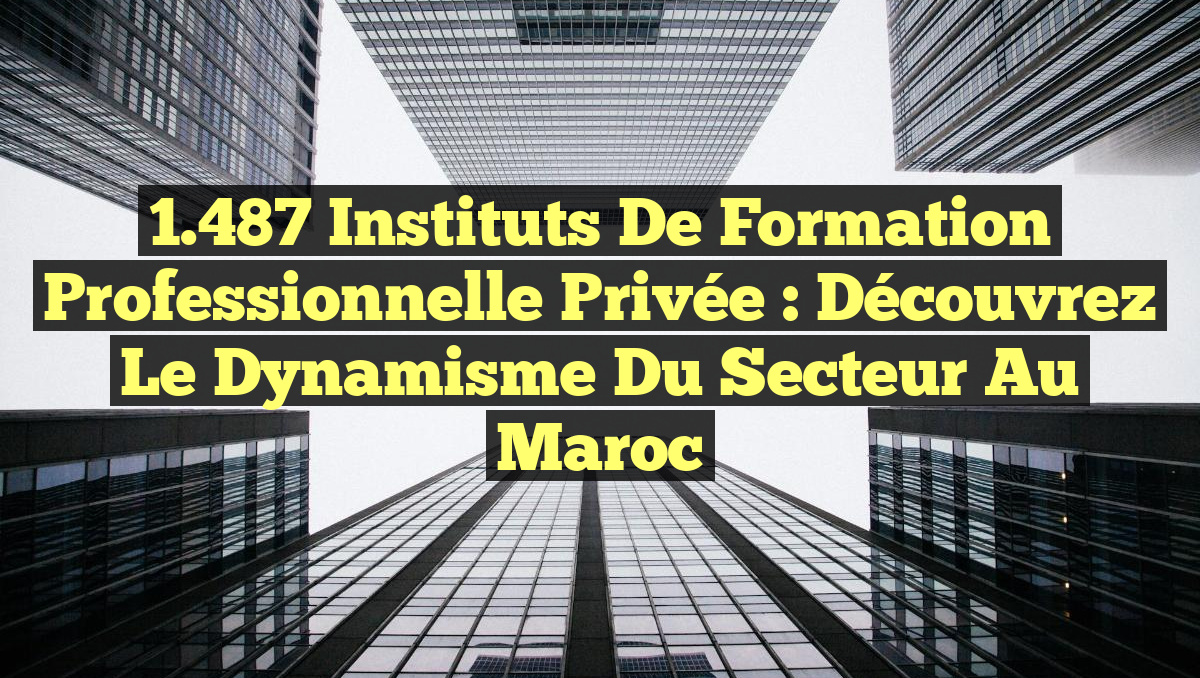 1.487 Instituts de Formation Professionnelle Privée : Découvrez le Dynamisme du Secteur au Maroc
