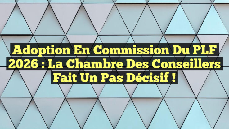 Adoption en Commission du PLF 2026 : La Chambre des conseillers fait un pas décisif !