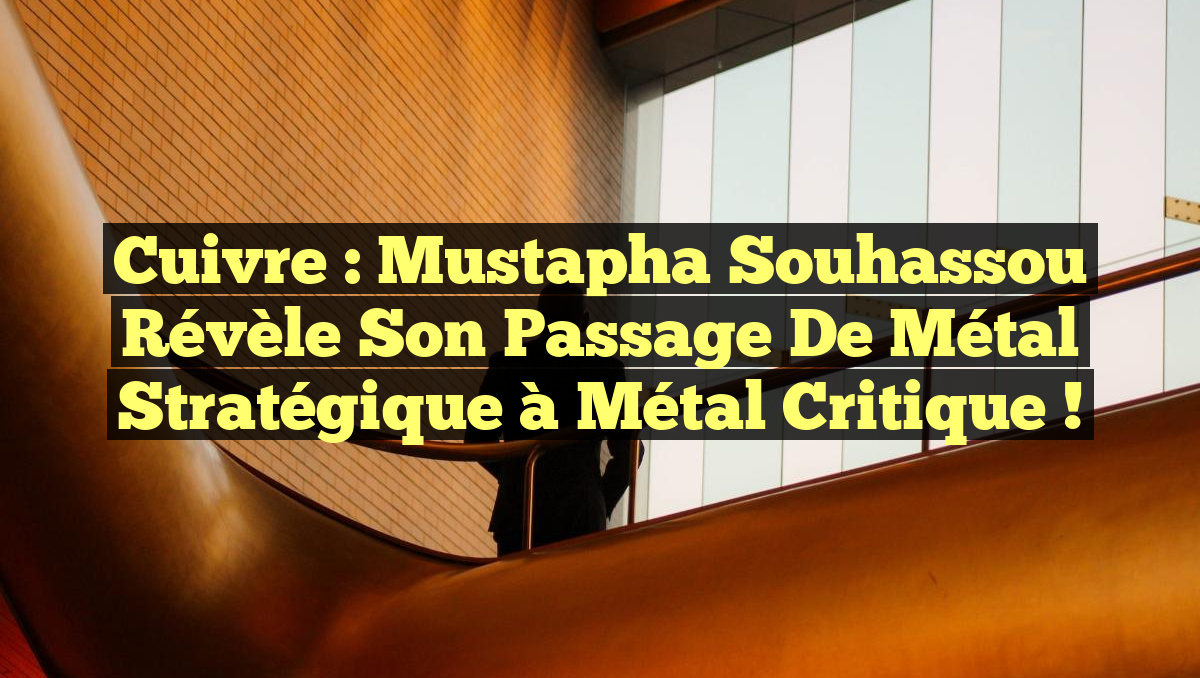 Cuivre : Mustapha Souhassou révèle son passage de métal stratégique à métal critique !