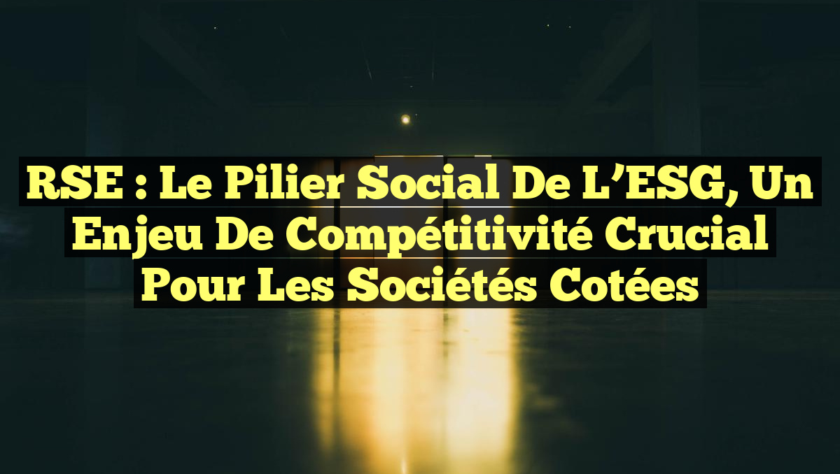 RSE : Le Pilier Social de l&rsquo;ESG, un Enjeu de Compétitivité Crucial pour les Sociétés Cotées