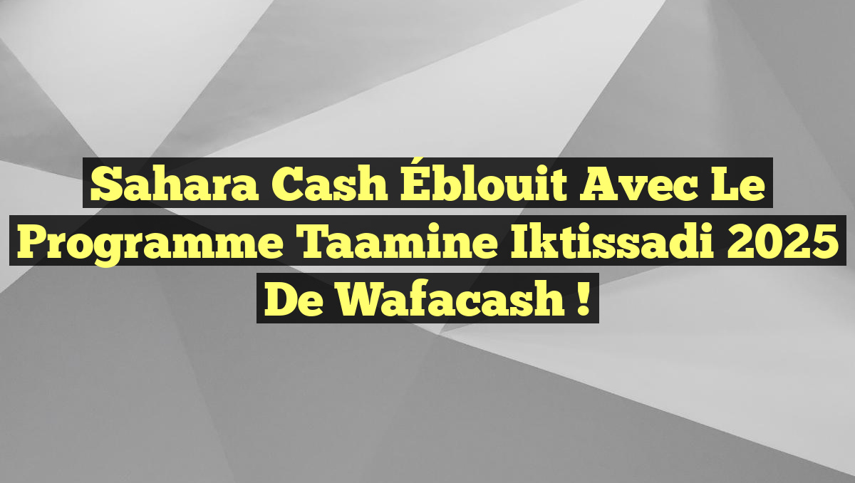 Sahara Cash Éblouit avec le Programme Taamine Iktissadi 2025 de Wafacash !