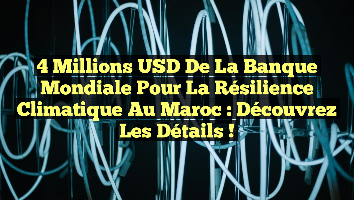 4 Millions USD de la Banque Mondiale pour la Résilience Climatique au Maroc : Découvrez les Détails !