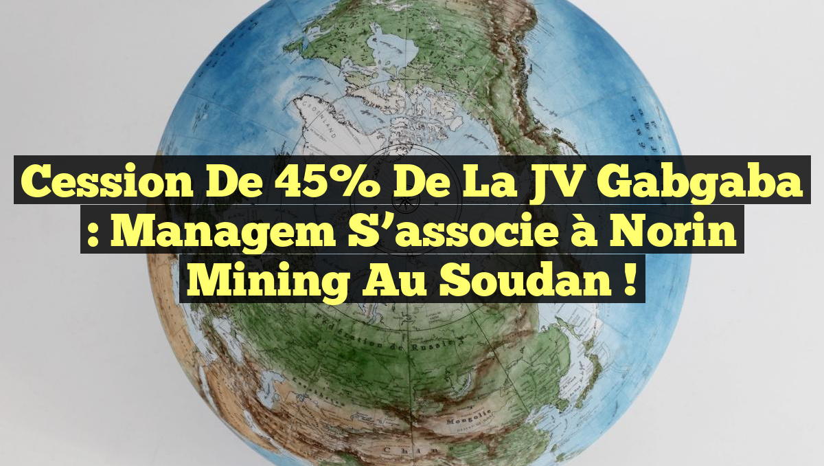 Cession de 45% de la JV Gabgaba : Managem s&rsquo;associe à Norin Mining au Soudan !