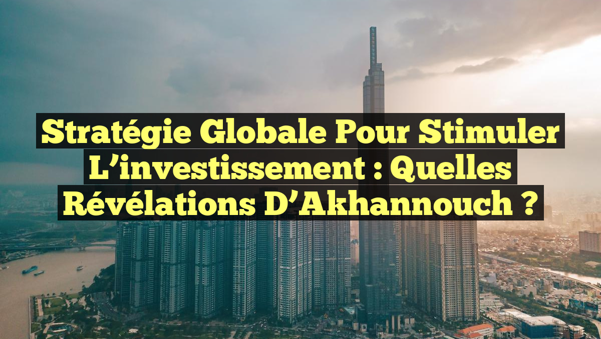 Stratégie globale pour stimuler l&rsquo;investissement : Quelles révélations d&rsquo;Akhannouch ?