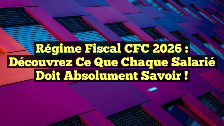 Régime Fiscal CFC 2026 : Découvrez ce que chaque salarié doit absolument savoir !