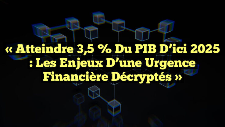 « Atteindre 3,5 % du PIB d’ici 2025 : Les Enjeux d’une Urgence Financière Décryptés »