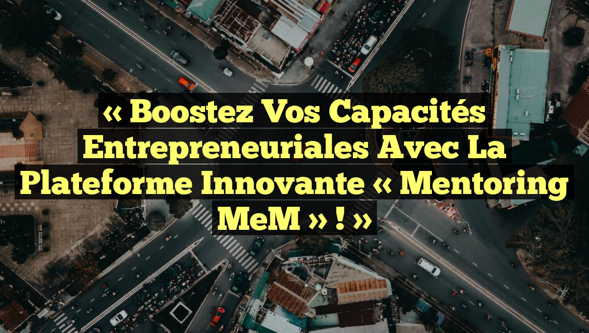 « Boostez vos capacités entrepreneuriales avec la plateforme innovante « Mentoring MeM » ! »