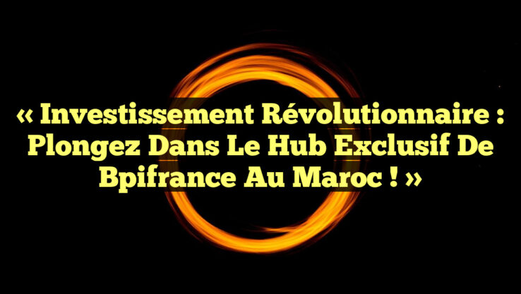 « Investissement Révolutionnaire : Plongez dans le Hub Exclusif de Bpifrance au Maroc ! »