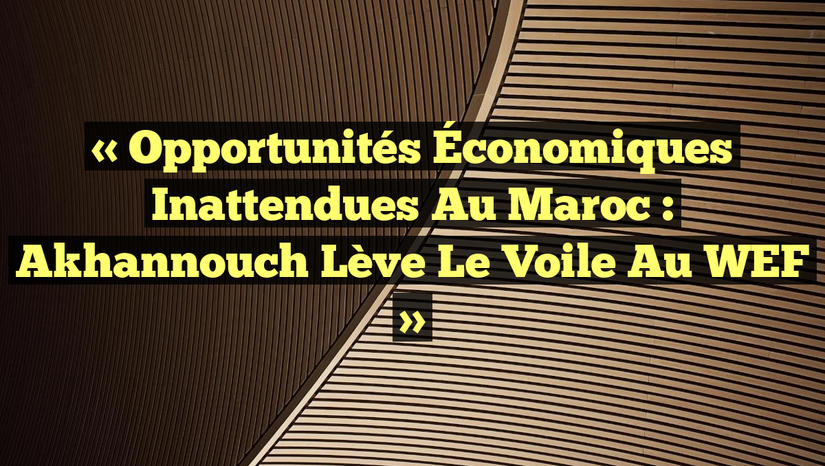« Opportunités Économiques Inattendues au Maroc : Akhannouch Lève le Voile au WEF »