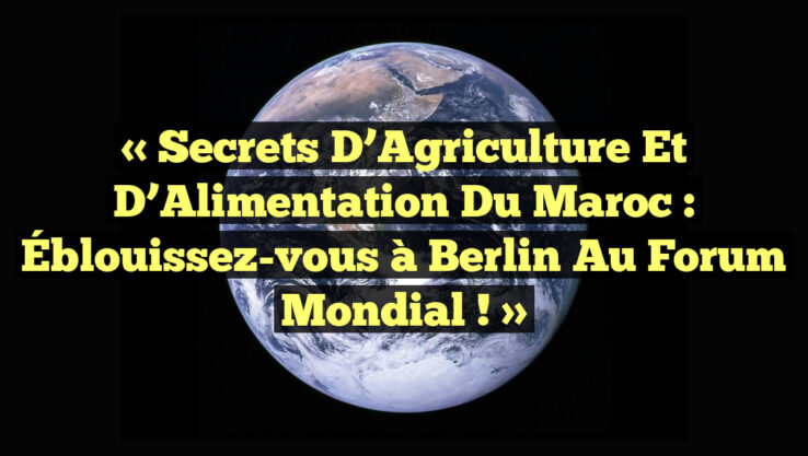 « Secrets d’Agriculture et d’Alimentation du Maroc : Éblouissez-vous à Berlin au Forum Mondial ! »