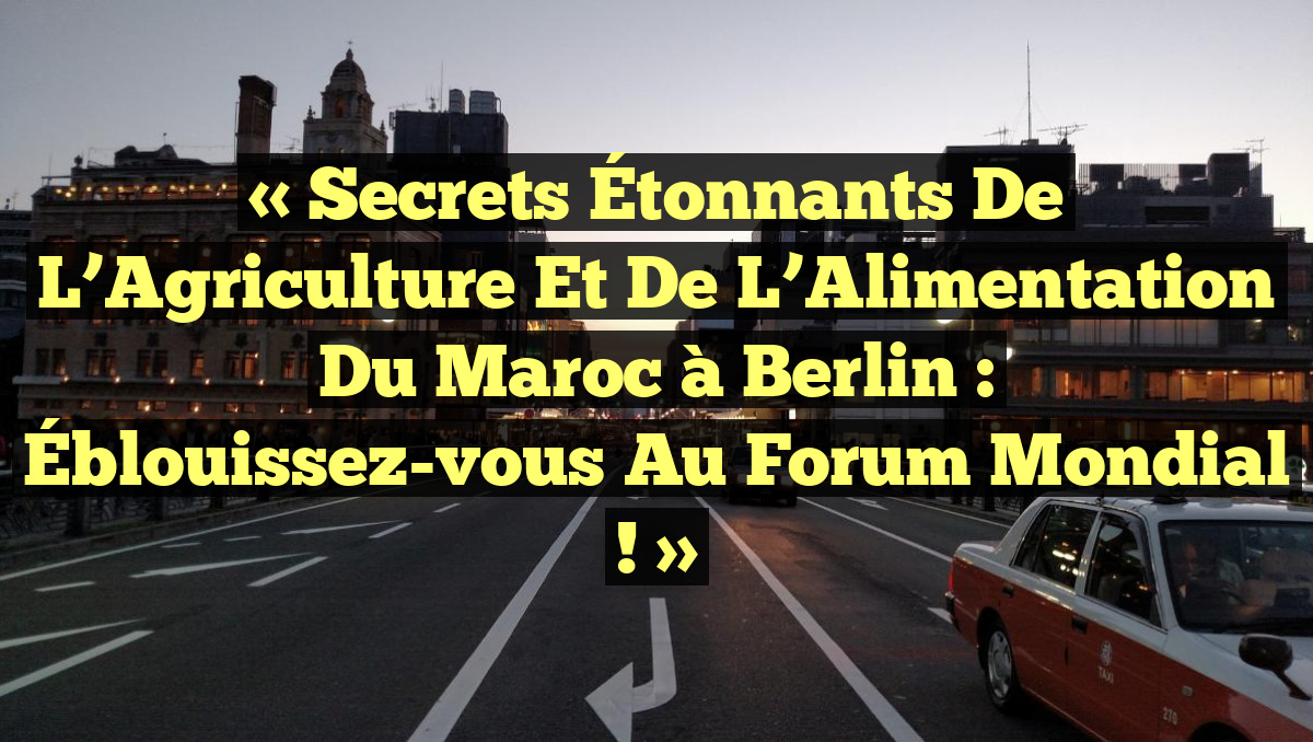 « Secrets Étonnants de l’Agriculture et de l’Alimentation du Maroc à Berlin : Éblouissez-vous au Forum Mondial ! »