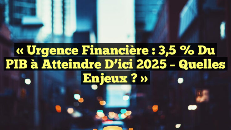« Urgence Financière : 3,5 % du PIB à Atteindre d’ici 2025 – Quelles Enjeux ? »