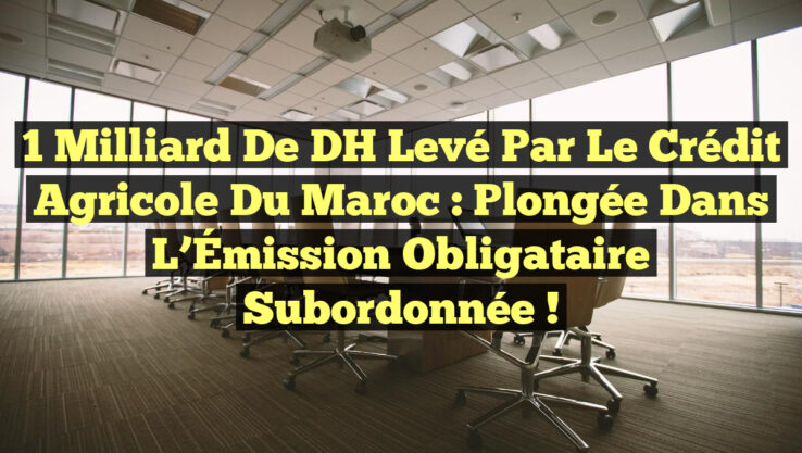 1 Milliard de DH Levé par le Crédit Agricole du Maroc : Plongée dans l’Émission Obligataire Subordonnée ! 1 Milliard de DH Levé par le Crédit Agricole du Maroc : Plongée dans l’Émission Obligataire Subordonnée !