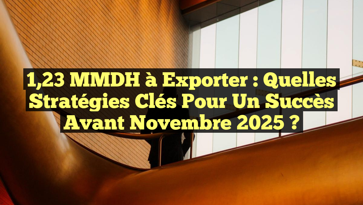1,23 MMDH à Exporter : Quelles Stratégies Clés pour un Succès Avant Novembre 2025 ?