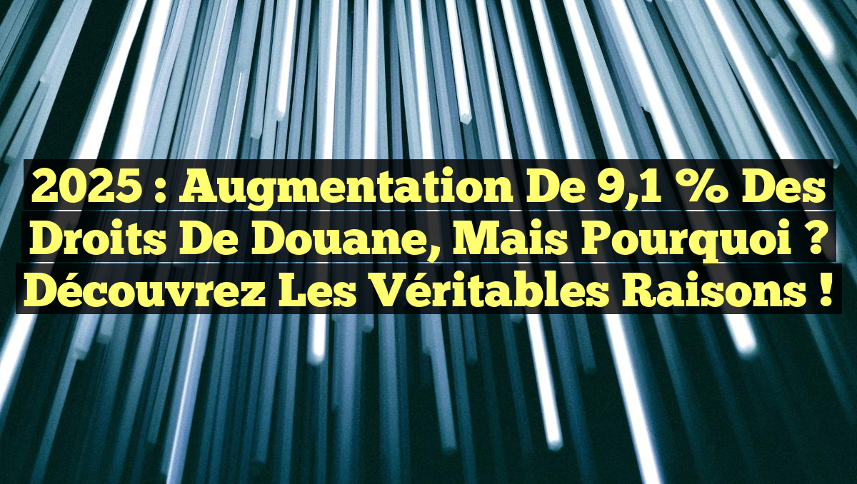 2025 : Augmentation de 9,1 % des droits de douane, mais pourquoi ? Découvrez les véritables raisons !